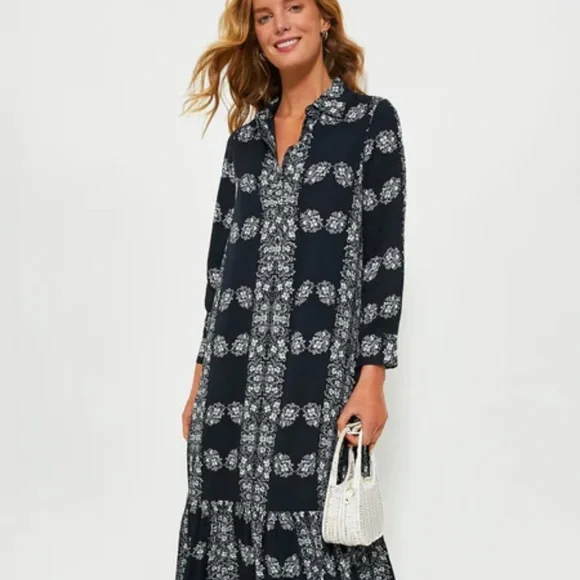 Tuckernuck Hyacinth House Navy Floral Millet Shirt Dress - Picture 3 of 8